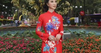 Thanh Mai quyến rũ trong 3 mẫu áo dài sang trọng giữa vườn Xuân