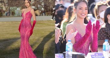 Mai Ngô diện váy ôm tôn dáng sang Nhật Bản chấm thi Hoa hậu