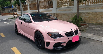Cận cảnh BMW 6-Series mặc áo màu hồng ở Sài Gòn 