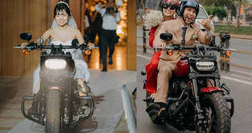 Chùm ảnh cô dâu Việt cưỡi Harley Davidson hơn 750 triệu 