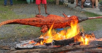 Hãi hùng món cá sấu nướng nguyên con thơm lừng ở Phillippines