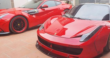 Bộ đôi xe Ferrari giá chục tỷ lăn bánh trên đường làng