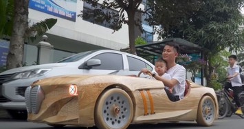 Thêm một chiếc BMW bằng gỗ của ông bố trẻ ở Bắc Ninh làm tặng con