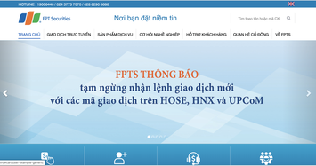 FPTS gặp lỗi và ngưng nhận lệnh giao dịch mới trên HoSE, HNX, UPCoM