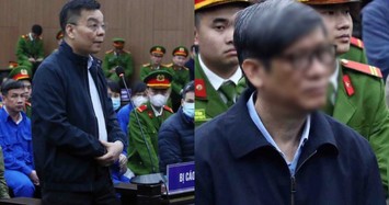 Hình ảnh 2 cựu Bộ trưởng Nguyễn Thanh Long và Chu Ngọc Anh trước tòa 