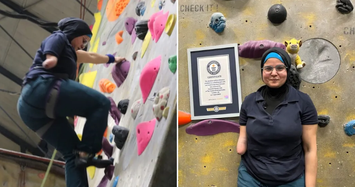 Video: Kỷ lục người phụ nữ mất một cánh tay leo tường cao 396 mét 