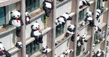 Mê mẩn khu phố ở Trung Quốc ngập tràn thú nhồi bông gấu trúc