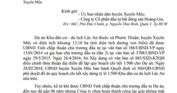 Dự án Khu dân cư du lịch Lộc An bị yêu cầu dừng thực hiện để xem xét thu hồi