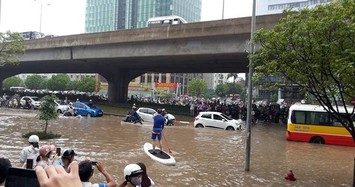 Mưa rất to sau bão số 3, cảnh báo nội thành Hà Nội ngập sâu nửa mét