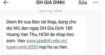 Trường đại học Gia Định phải xin lỗi vì chê điểm thi thí sinh thấp, 'spam' tin nhắn mời nhập học