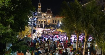 Hàng ngàn người đến tham quan đường hoa Nguyễn Huệ đêm khai trương 
