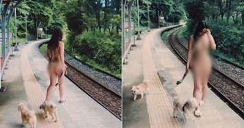Nữ ca sĩ mặc bikini 'đốt mắt' dân mạng bằng hình ảnh nóng bỏng khi dắt chó đi dạo