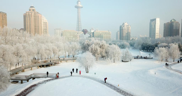 Mờ ảo sương muối phủ trắng Cáp Nhĩ Tân mùa đông