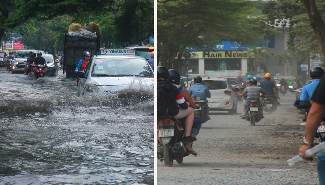 Khu nhà giàu ở Sài Gòn nắng bụi mù ô nhiễm, mưa xuống đường ngập như sông