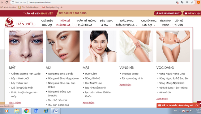 Thẩm mỹ viện Hàn Việt quảng cáo rầm rộ nâng ngực, mông, vùng kín trái phép?