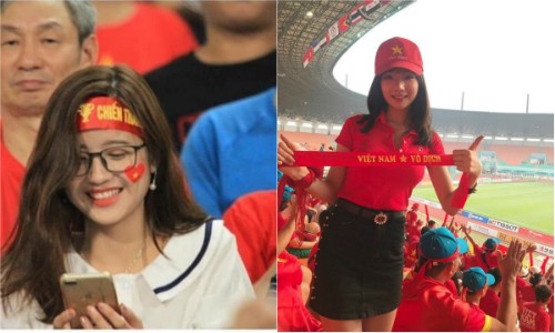 4 cô gái bỗng nổi tiếng nhờ đến sân cổ vũ ĐT Việt Nam năm 2018