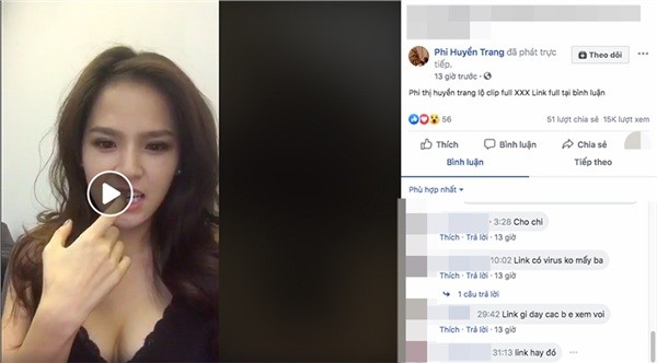 Bất chấp nghi vấn lộ clip “nóng”, Phi Huyền Trang vẫn lên Livestream