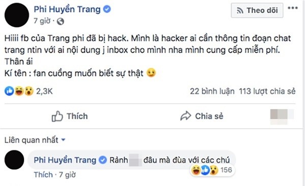 Hot girl Trang Phi đăng status 'gây bão' sau nghi vấn lộ clip nóng