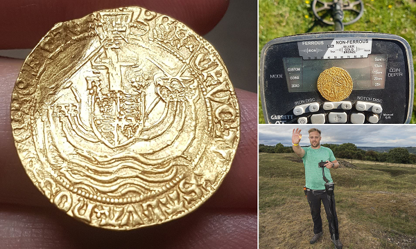 Thợ săn kho báu nghiệp dư vớ bẫm đồng xu vàng 500 tuổi 