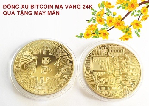 Sốt xình xịch đồng xu bitcoin mạ vàng làm quà lì xì Tết