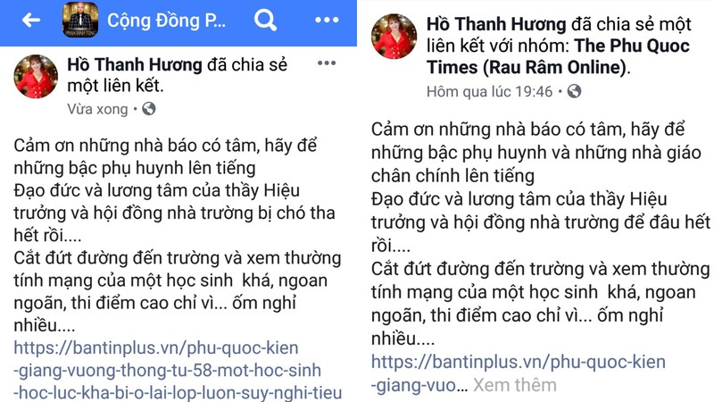 Nu giam doc o Phu Quoc len facebook chui hieu truong vi de con gai luu ban