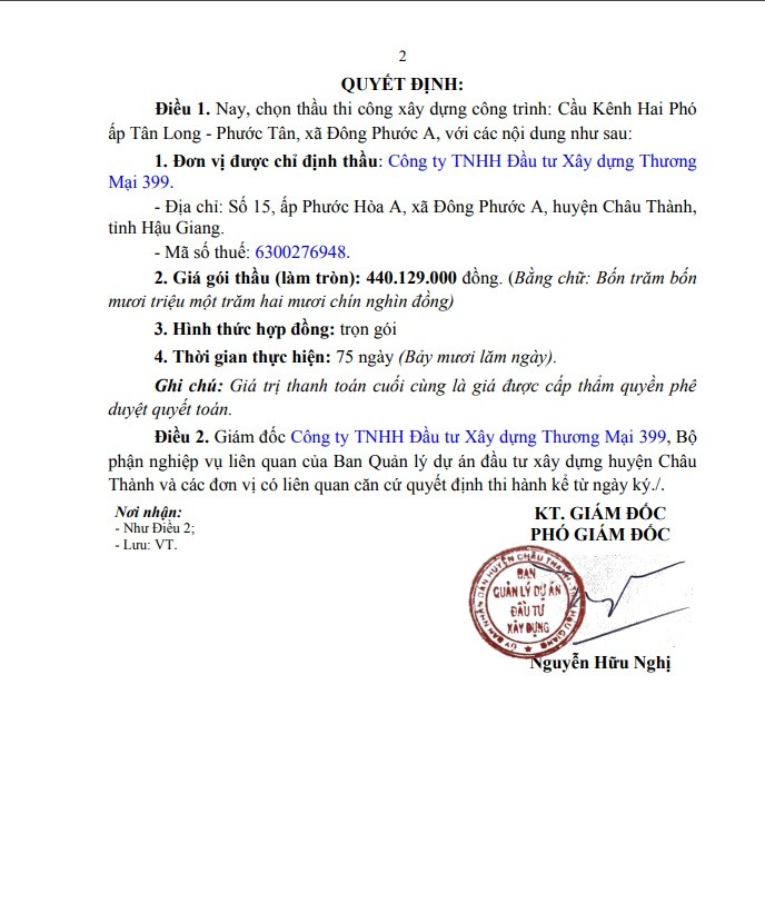Hau Giang: Trong 1 ngay - Cong ty Thuong mai 399 duoc chi dinh 4 goi thau-Hinh-2