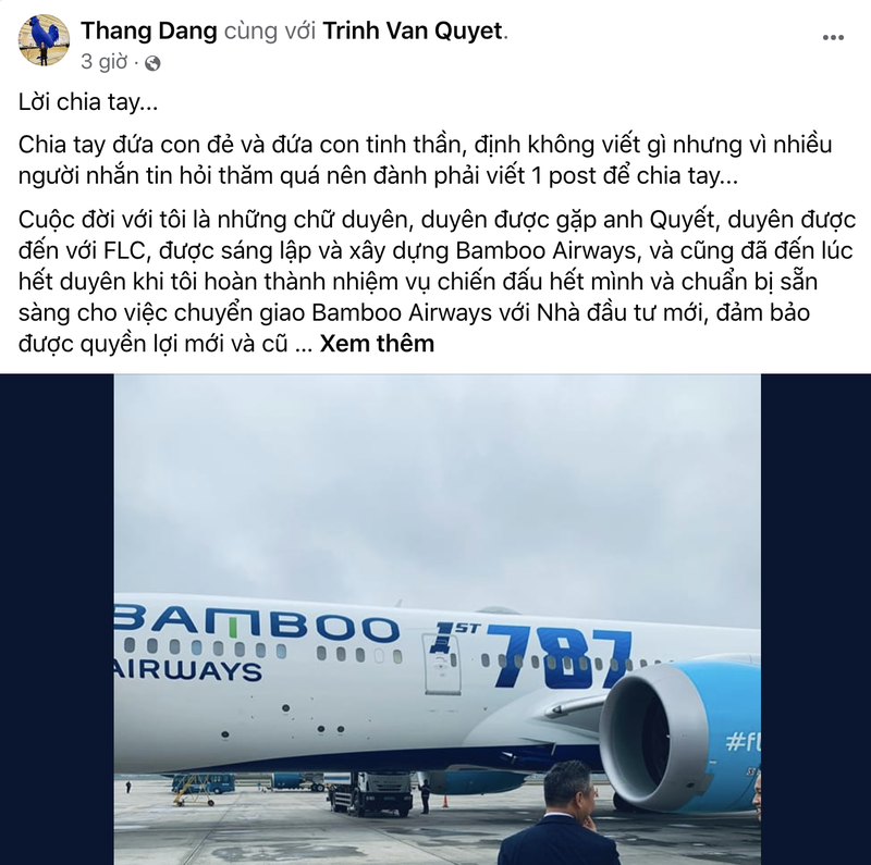 Ong Dang Tat Thang nhac den ong Trinh Van Quyet trong tam thu khi roi FLC va Bamboo Airways