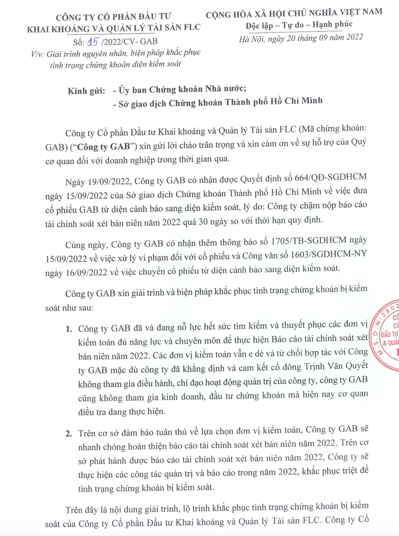 GAB khang dinh ong Trinh Van Quyet khong lien quan den doanh nghiep
