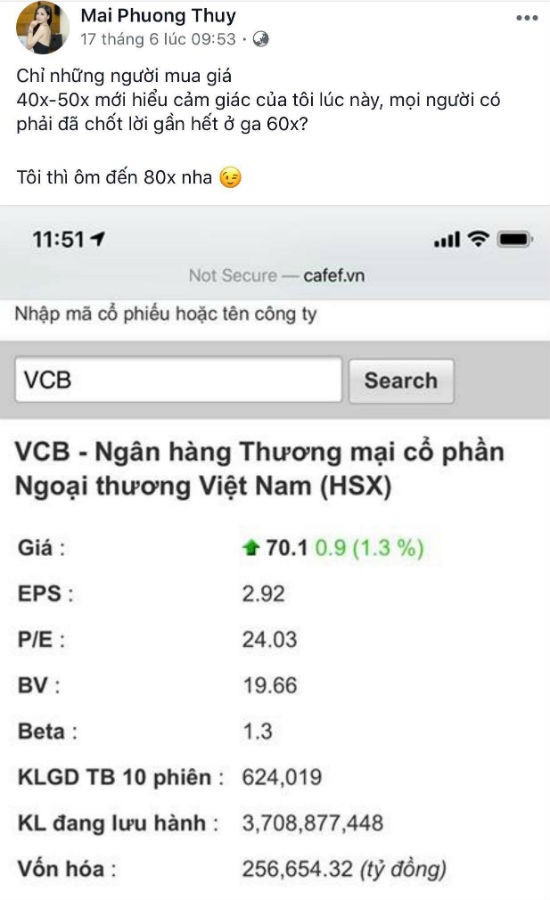 Co phieu Vietcombank cao ky luc, Mai Phuong Thuy da chot loi chua?