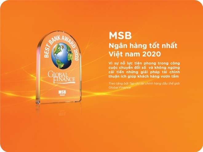 MSB duoc vinh danh la ‘Ngan hang tot nhat Viet Nam nam 2020’
