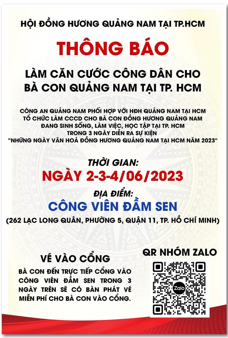 Cong an Quang Nam vao TP HCM de lam can cuoc cong dan cho nguoi dan