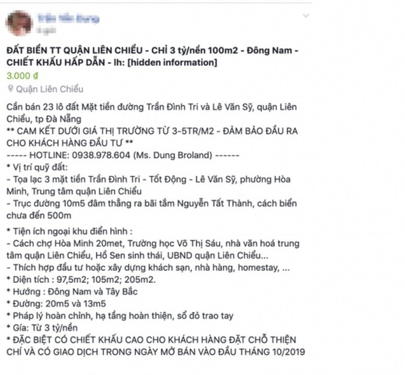 Phat 10 trieu dong nguoi phu nu rao ban 23 lo dat tren facebook sai su that