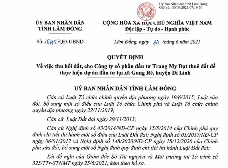 Lam Dong thu hoi hon 32 ha dat tai Di Linh lam diem du lich sinh thai