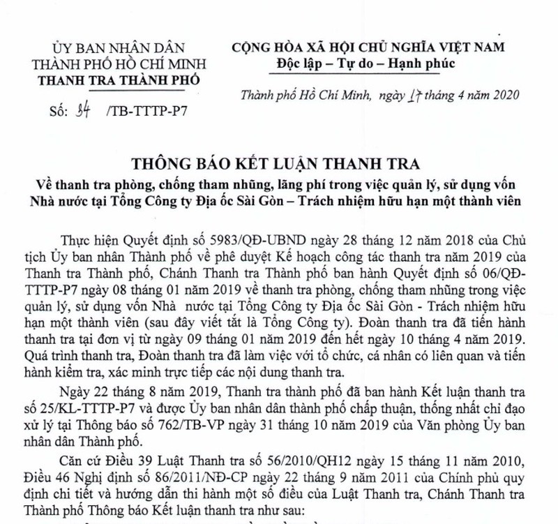 Vi sao Cong an khoi to vu an tai Tong cong ty Dia oc Sai Gon?