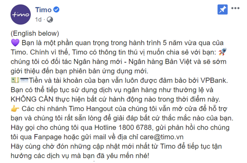 Ngan hang so Timo don phuong cham dut hop dong voi VPBank