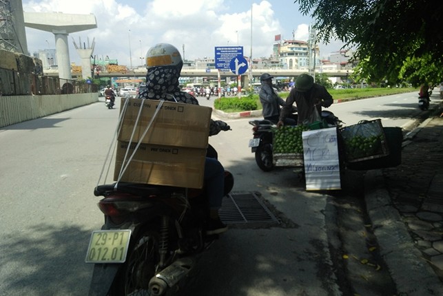Anh: Nhuc nhoi xe ban trai cay lan chiem long duong o HN-Hinh-10